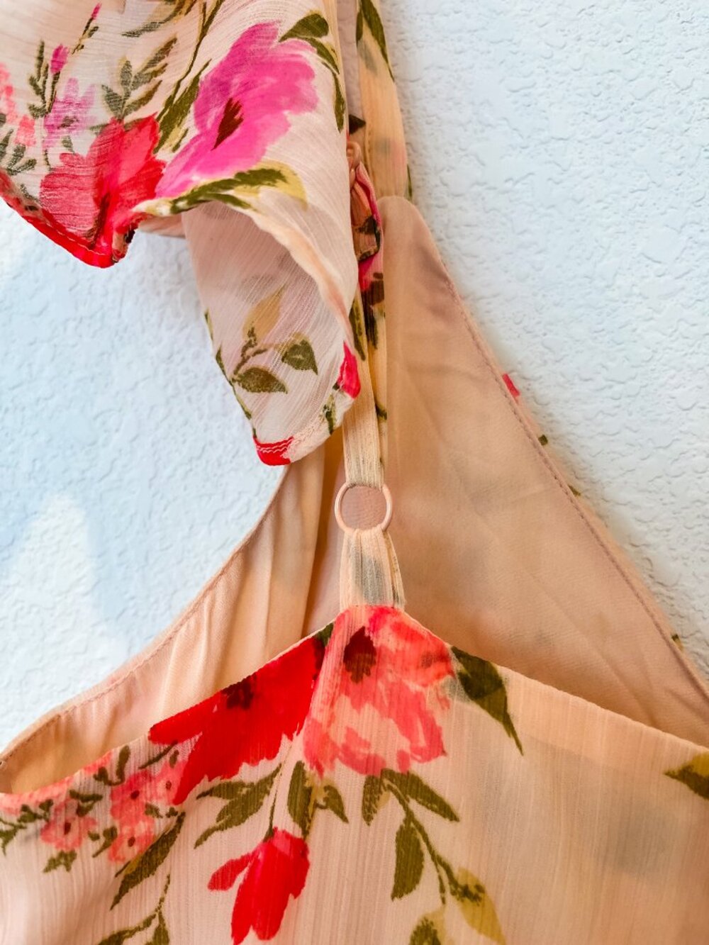 NWT Old Navy Pink Floral Off Shoulder Ruffle Chiffon Maxi Dress Wedding Guest 8 - Picture 8 of 10